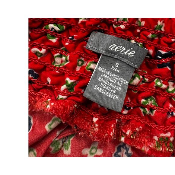 Aerie Small Red Green Mulitcolor Patterned Pants 100% Polyester with Pockets - Picture 2 of 11